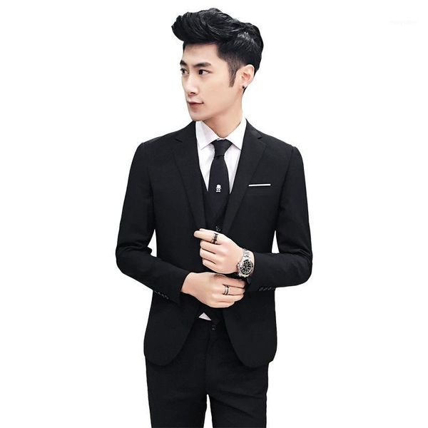 

suit men three-piece set korean-style youth handsome british style slim fit suit man groom marriage formal dress1, White;black