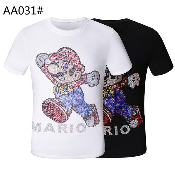 

ummer paris mens luxury clothing drill t-shirt diagonal letter print t shirt fashion r tshirts casu;978, White;black