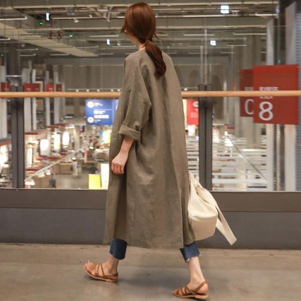 

2020 autumn new casual fashion temperament women jacket loose plus solid color single-breasted cotton cardigan tc465, Black;brown
