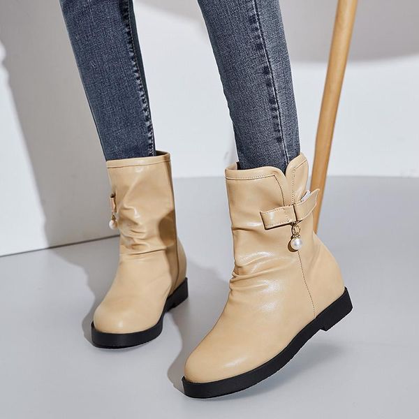 

ymechic fashion lolita woman shoes 2020 spring autumn butterfly-knot bead ladies ankle boots white black pu booties plus size