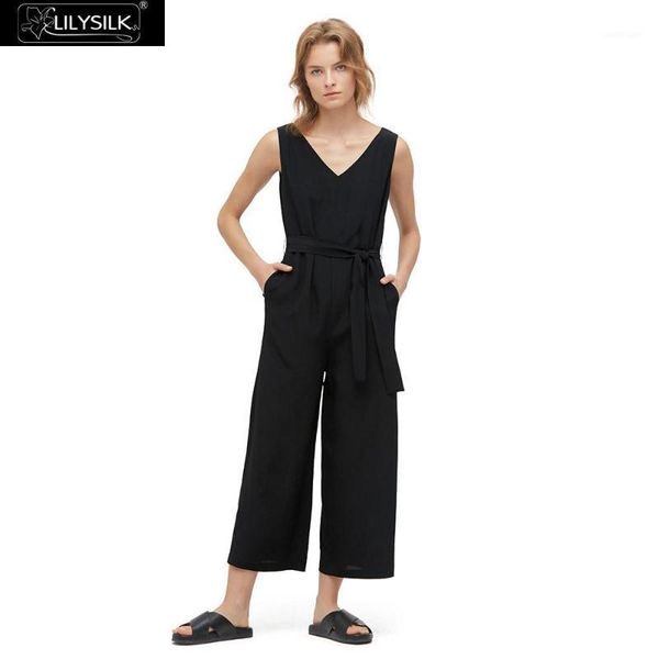 

women's jumpsuits & rompers lilysilk silk jumpsuit chic wide leg women 1, Black;white