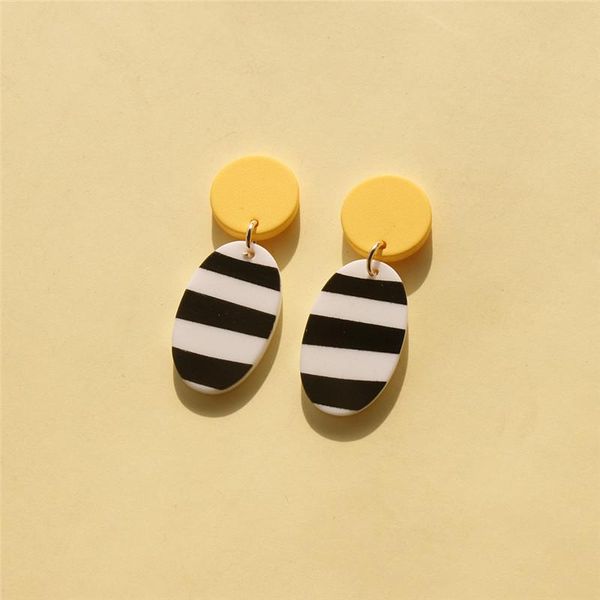 

aomu 2020 spring colorful graffiti stripe geometric irregular round square acrylic earrings for women party jewelry gifts wmtqzw, Golden