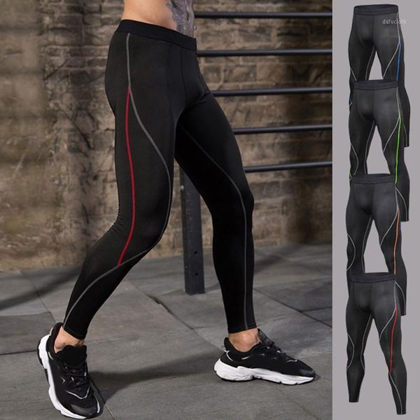 

men contrast sweatpants training fitness breathable quick-drying tights sports pants trousers -opk1, Black