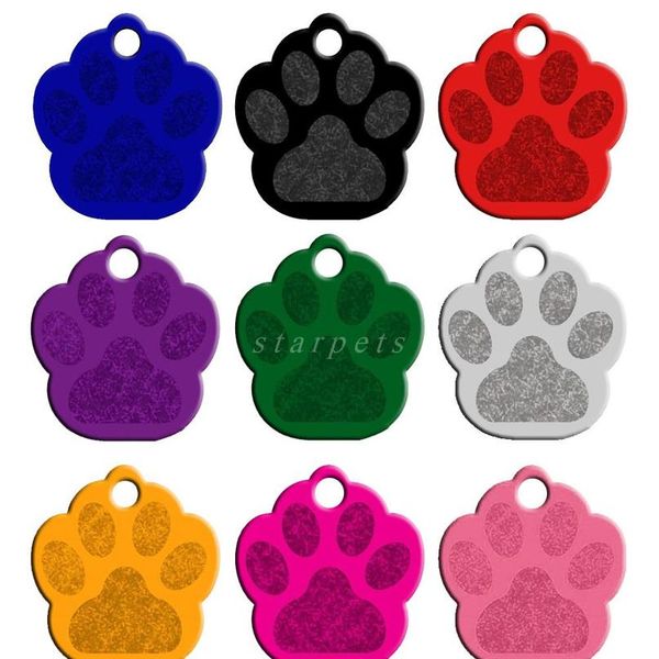 

20pcs/lot paw aluminum pet id tag custom engraved dog cat name phone number tag pers sqcizy
