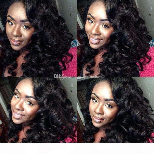 

brazilian hair body wave 150% density natural color glueless lace front human hair wigs, Black;brown