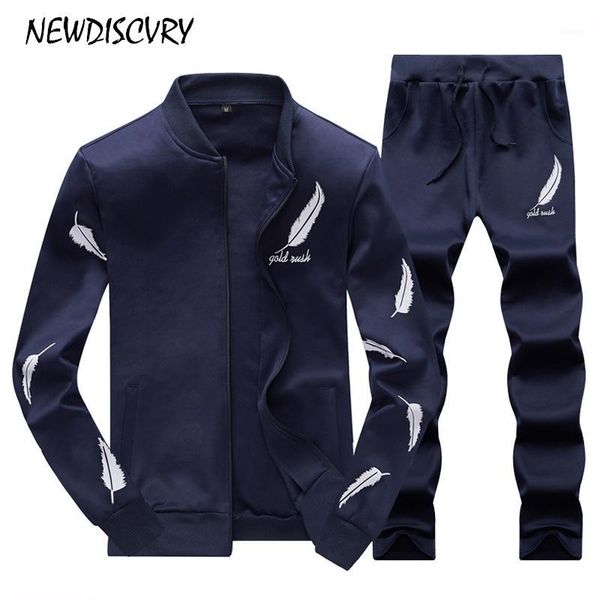 

newdiscvry tracksuits men 2 piece men's sportswear 2018 autumn spring man sweatshirts set coats casual male track suits clothes1, Gray