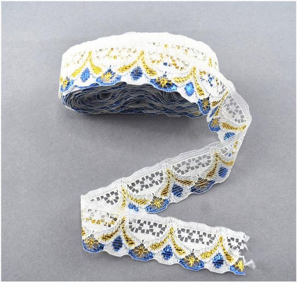 

new 10yards lace ribbon tape 28mm width diy embroidered sewing decoration clothing/dress white lace trim african lac jllqya, Pink;blue