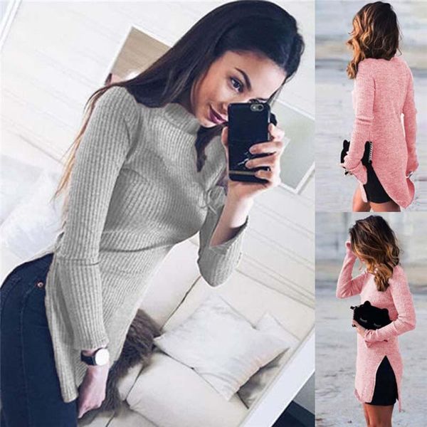 

autumn women turtleneck sweater fashion slim knitted sweaters women long sleeve split slim knitted sweaters pullovers, White;black