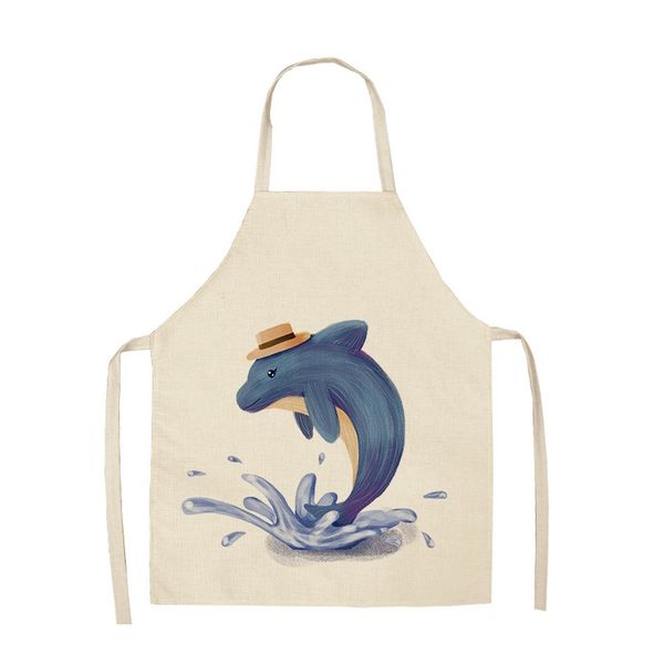 

cat animals printed kitchen aprons for women kids sleeveless dolphin elephant cotton linen bibs cooking baking cleaning tools f wmtkdx