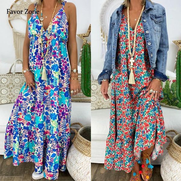 

women boho style maxi long dress summer v neck spaghetti strap bohemian floral print floor-length vintage beach dress xxxl1, Black;gray