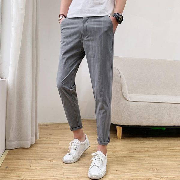 

2020 brand clothing male pure cotton business suit trousers / men's slim fit stripe casual pants plus size 28-381, White;black