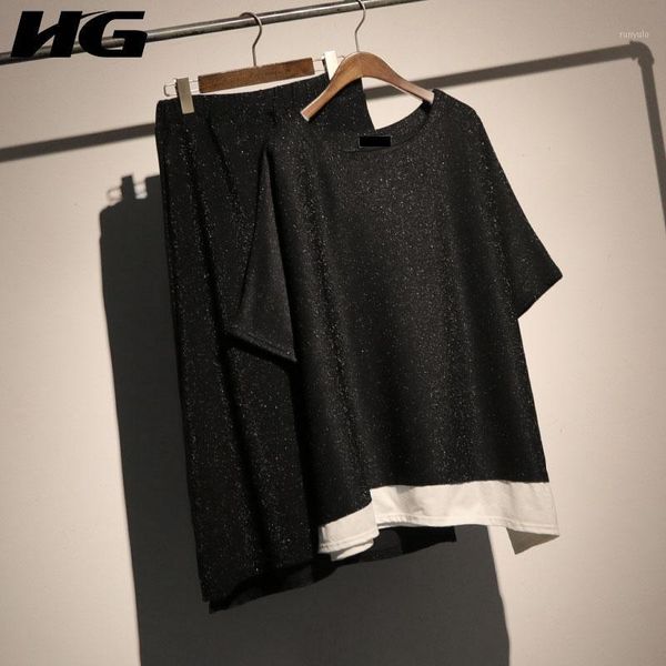 

hg] new women korea fashion 2019 summer o-neck solid color half sleeve pullover female mid-calf casual skirt wbb34511, White