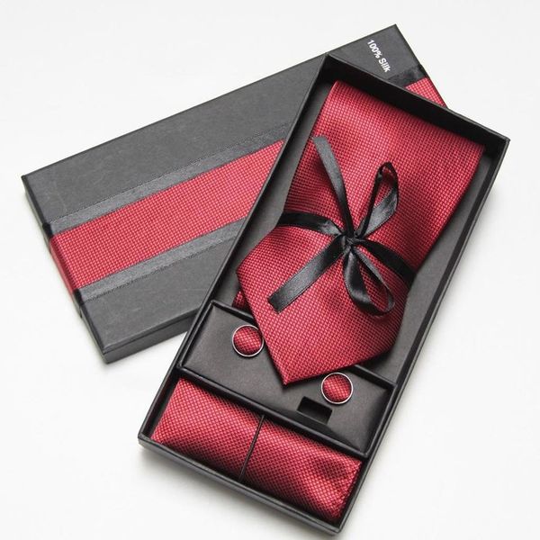 

fashion wide tie sets men's neck tie hankerchiefs cufflinks 10 colours box gift polyester handmade, Black;blue