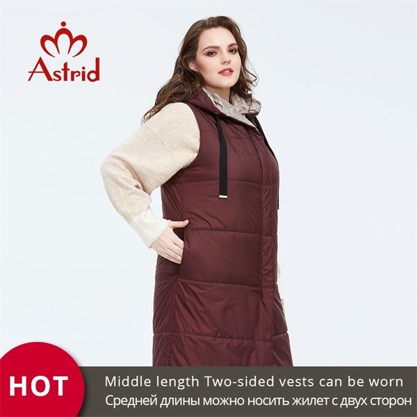 

astrid new spring autumn women's coat sleeveless double-sided clothing warm women thin parka cotton vest female am-7504 201214, Black