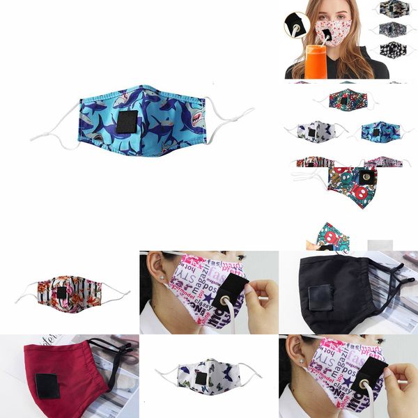

factory adults cotton face drinking with hole for straw reusable washable dustproof mask outdoor mouth cover designer ma pu7sk