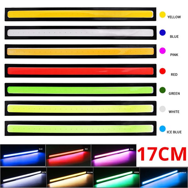 Luci di marcia diurna per auto COB da 17 cm DRL Striscia LED per auto esterna Impermeabile Blu Rosa Rosso Verde Ambra