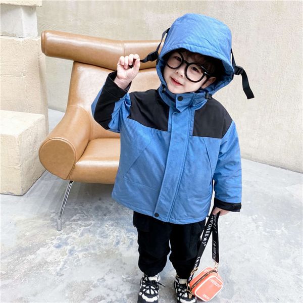 

winter long sve zipper shirt boys' blue personali hooded et children's windbreaker with cotton, Black
