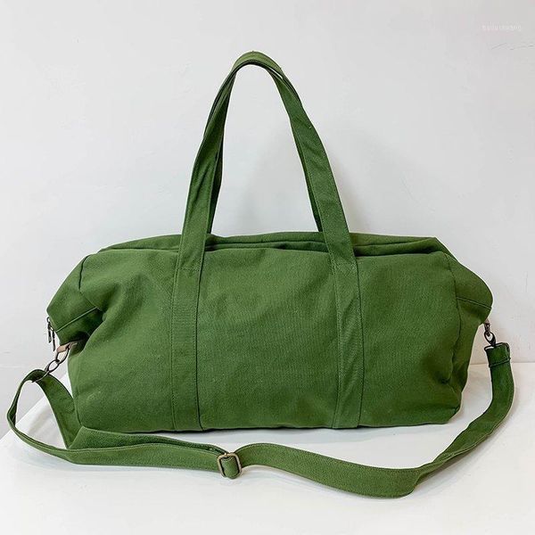 

simple travel handbags men women canvas shoulder bags large capacity casual crossbody bag green black luggage bags xa407f1