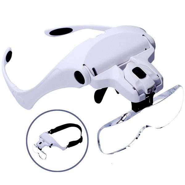 

1.0x-3.5x headband magnification goggles magnifying glasses with 2 led light for beauty tattoo graft eyelash tattoo accessories