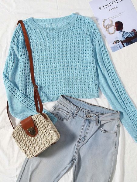 

drop shoulder pointelle knit cover up t4aq#, White;black