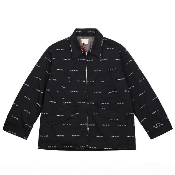 

20fw autumn winter men america loose fear of god allover logo zipper nylon cotton jacket fog warm jacket women coat, Black;brown