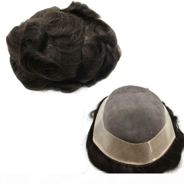 

aohai new permanent mono lace stock short hair system unit d7-3 for men, durable professional mens real hair pieces manufactures toupee, Black