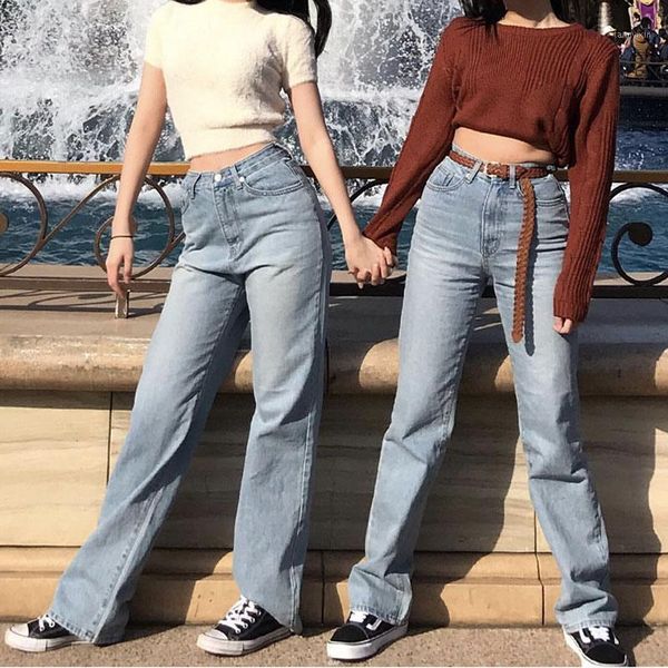 

women wide leg loose denim blue jeans pant female long trousers high waist chic female pants mom jeans vintage style stretch1