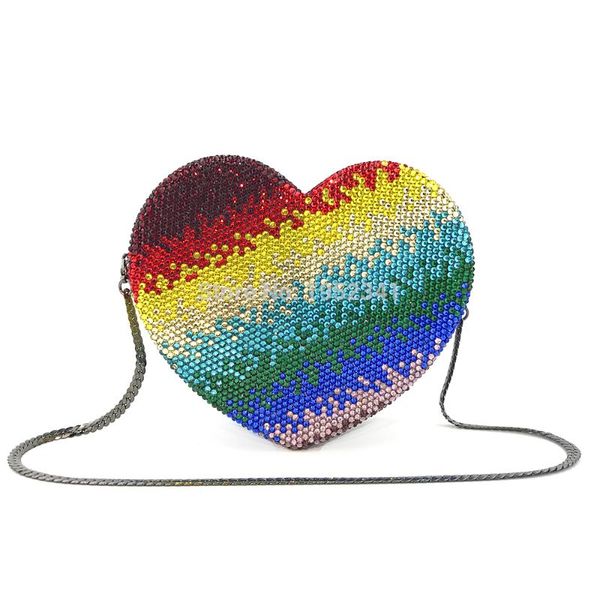 

oc4117 handmade crystal evening bag heart shape evening clutch bag lady