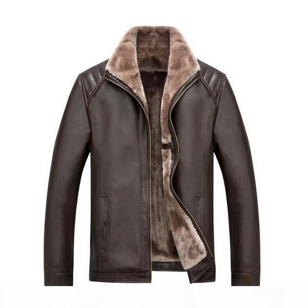 

2019 design motorcycle bomber leather jacket men leather jacket fleece lined motorcycle bomber faux coats male outerwear, Black