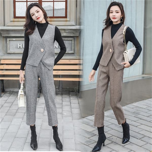 

female mode pants piece and vest $korean women's suit women d397, White