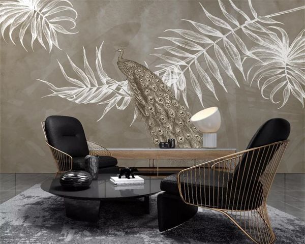 

european 3d wallpaper 3d animal wallpaper new american peacock modern simple mediterranean sofa mural 3d wallpaper