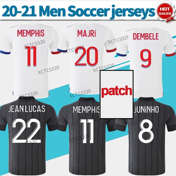 

20 21 soccer jersey home white #9 dembele #11 memphis 20/21 men away black grey soccer shirts football uniforms, Black;yellow
