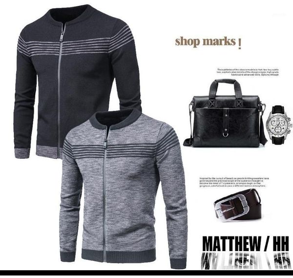 

men's cardigan men's zipper round neck long sleeve cardigan sports leisure warm winter coat a0591, White;black