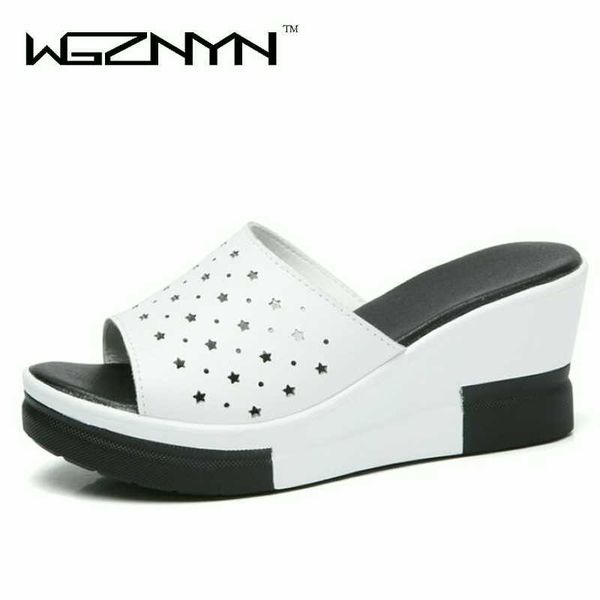

new summer slippers women shoes woman slides sandals beach platform slip-on round toe white flip flops w05 y200628, Black