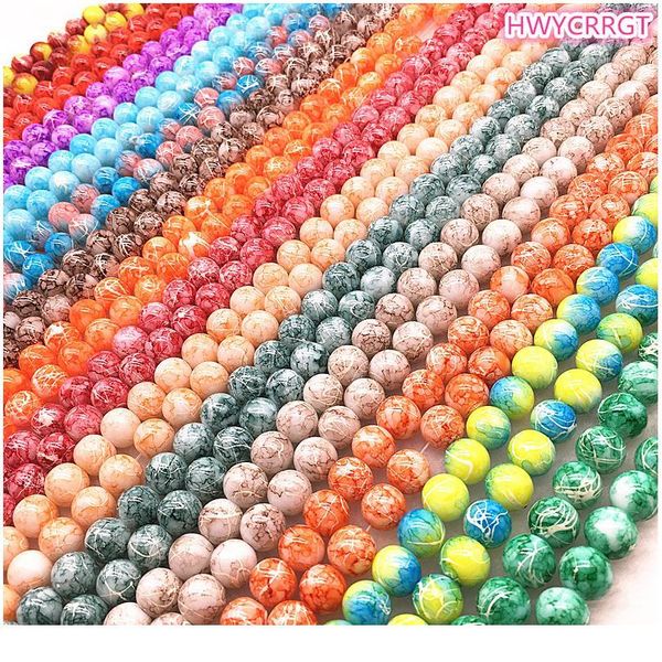 

wholesale 4/6/8/10mm double colored glass beads loose spacer beads painted charm for jewellery making diy bracelet&neck jllkkj