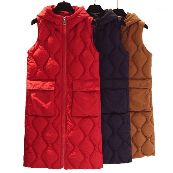 

retrieve winter vest women vest 2019 new women's mouwloos jacket hooded warm long cotton jas women's racer1, Black;white