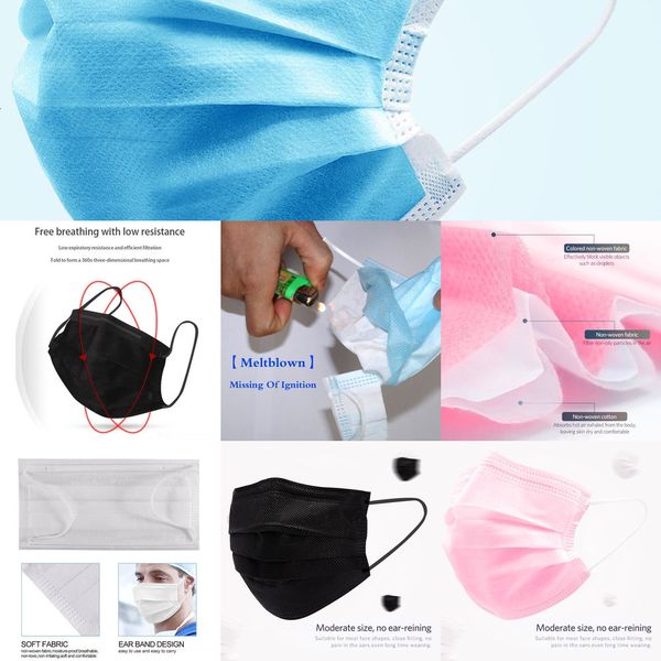 

black in masks stock pink disposable face blue mask with elastic ear loop 3 ply breathable dust 88b3 3b9n9