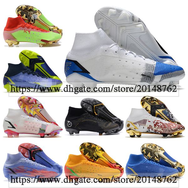 

gift bag mens high ankle football boots cr7 mercurial superfly 8 viii elite fg firm ground cleats outdoor flames superflys 14 xiv cr110 neym, Black