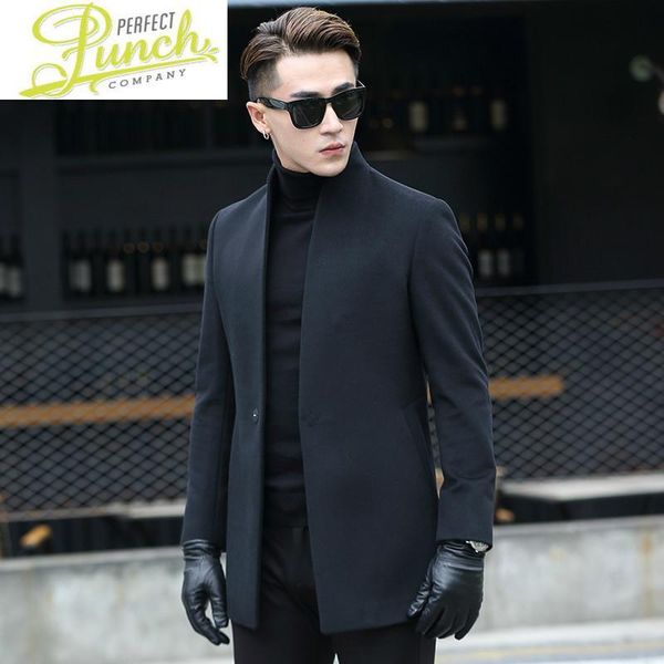 

winter 100% wool autumn men woolen streetwear windbreaker outwear mens jacket and coat abrigo f-xr-17t-54my1840, Black