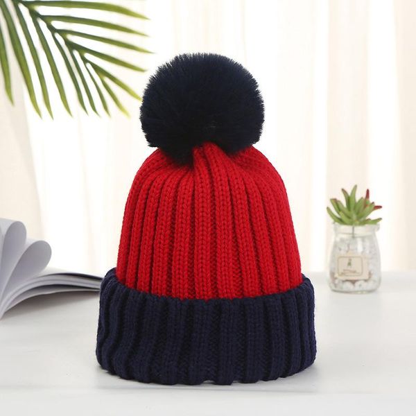 

fashion removable fur pompoms winter warm wool knitted hats for women candy color skullies beanies cap female bonnet gorro, Black;white