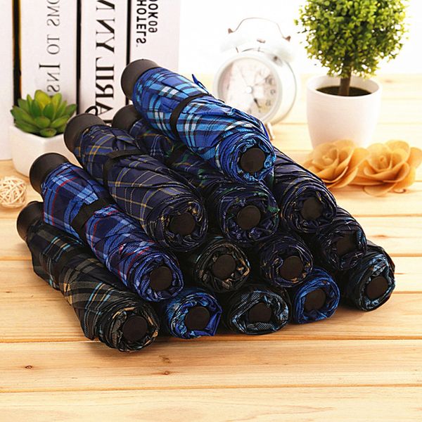 

printed plaid umbrella couple three-folding umbrella mix colors folding short handle umbrella solid color umbrellas
