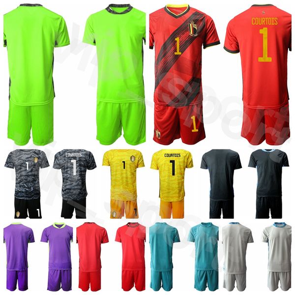 

goalkeeper gk soccer belgium goalie 1 thibaut courtois jersey set 12 simon mignolet 13 koen casteels football shirt kits size s, Black