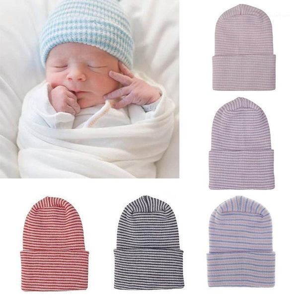 

1pc baby boy girl striped fetal hat infant soft cotton beanie hats toddler kids outdoor nursery cap newborn caps1, Slivery;white