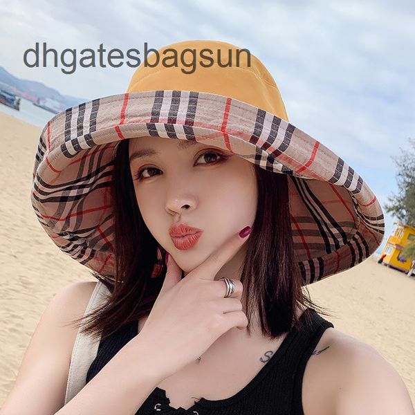 

brand cap and carves summer fisherman's hat women's fashion versatile double-sided sun visor travel along the british grid basin h, Blue;gray