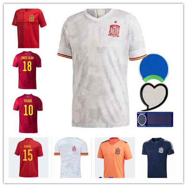 

2020 spain soccer jersey ramos pique spain home soccer shirt 20-21 asensio morata isco iniesta football shirt away uniforms, Black;yellow