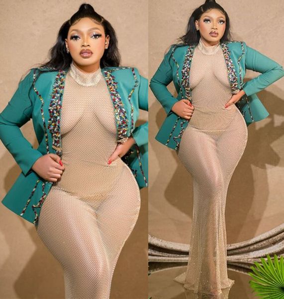 

2022 plus size arabic aso ebi luxurious mermaid prom dresses beaded crystals lace evening formal party second reception birthday engagement, Black
