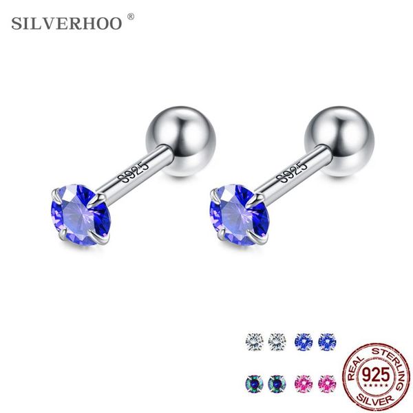 

stud silverhoo sterling silver 925 earrings multi-color allergy cubic zirconia earring for women arrival fine jewelry, Golden;silver