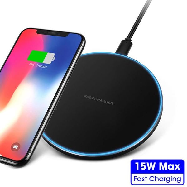 

15w max qi fast wireless charger for samsung s10 s9 note 9 for ip xs max huawei p30 pro xiaomi 15w charging pad