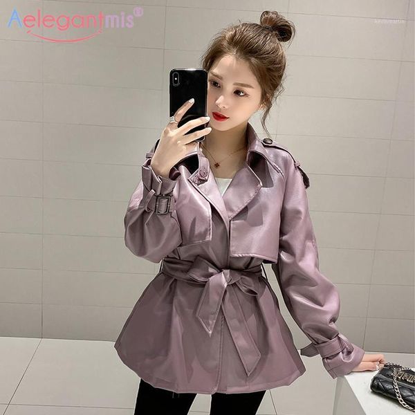 

aelegantmis new casual slim pu leather jacket with belt women loose soft faux leather jacket ladies outerwear coat black1, Black