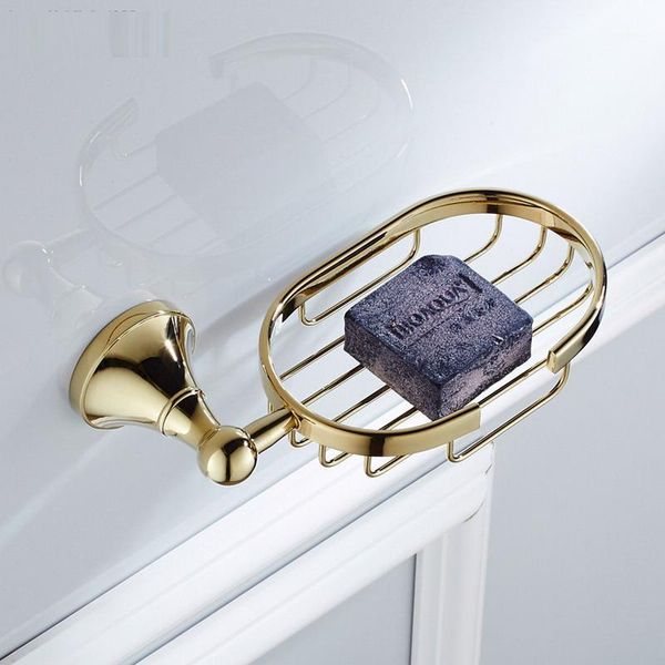 

luxury gold color wall mounted brass bathroom soap basket new bath soap dish holders bathroom products1